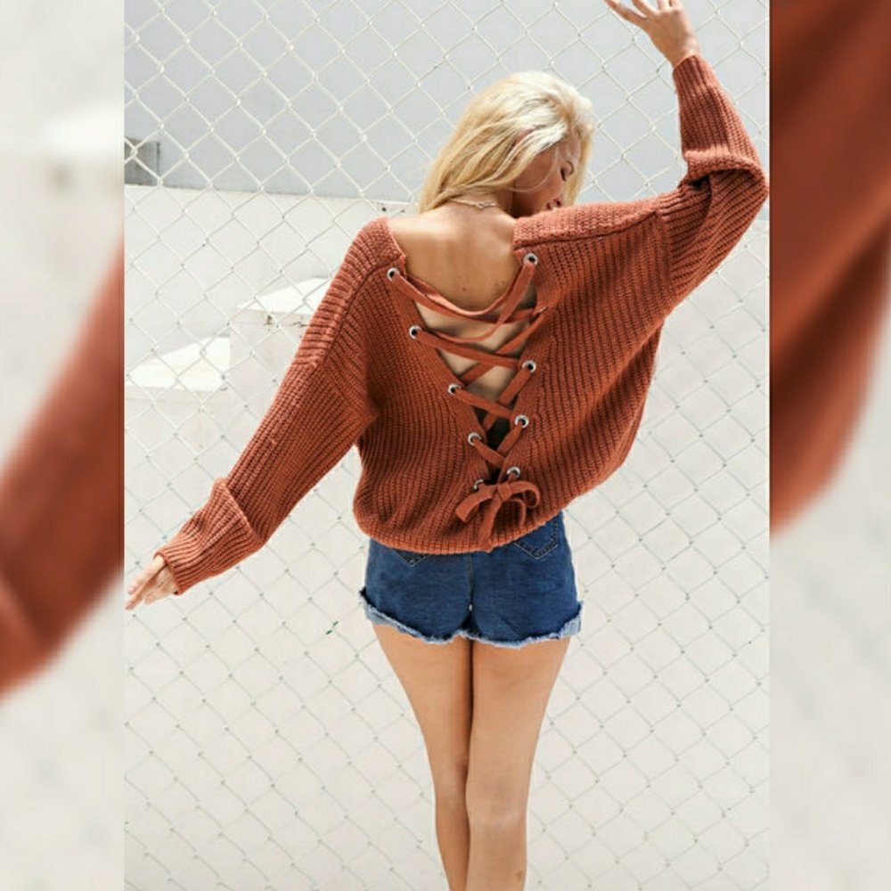 "Lucy" Women's Lace Up Oversized Sweater